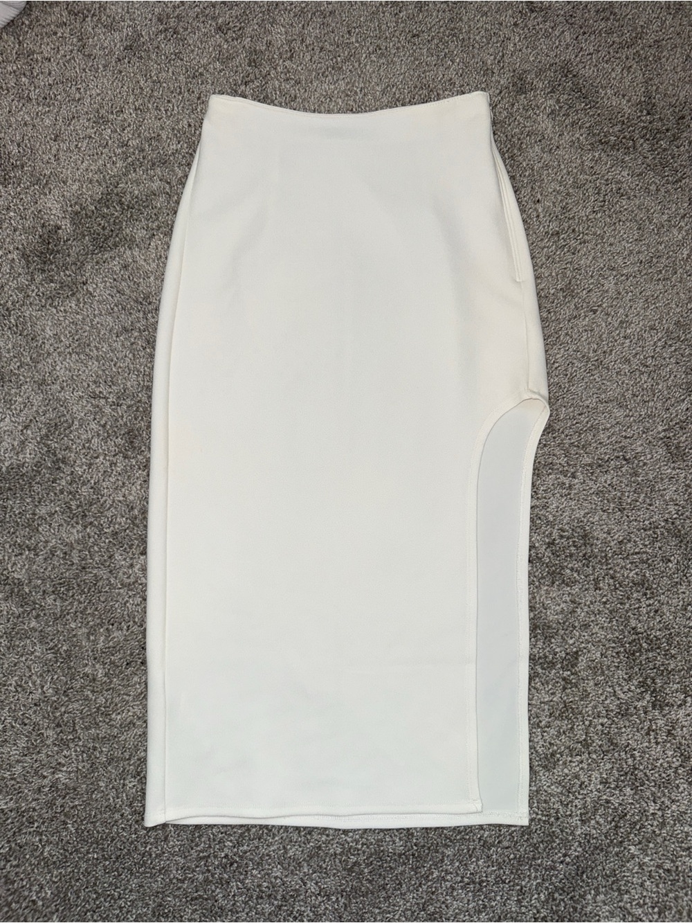 Abercrombie & Fitch Crepe Draped Side Slit Midi Skirt Ivory Cream - XXSP